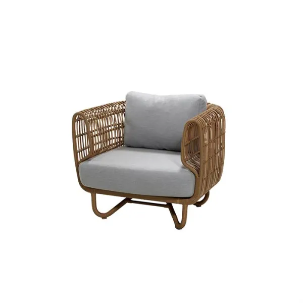 Cane-Line Nest loungestol - Natur med grå dyna