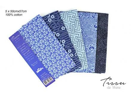 Tissu de Marie Fat Quarter Sapphire 50x57cm - 5 st
