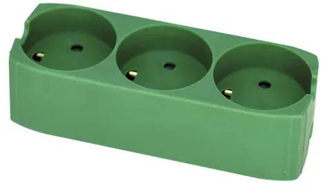 Gripo förlängningssladd med 3 uttag och jordning, grön